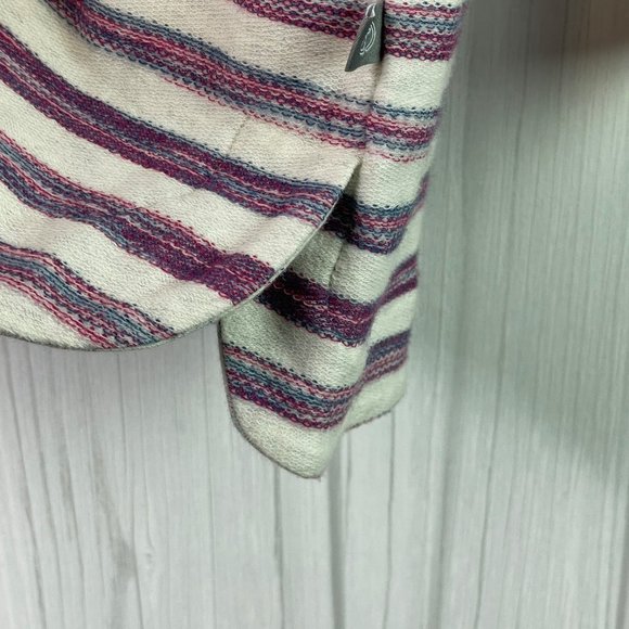 T by Talbots Top Button Back Striped Long Sleeve Size M Heather - Picture 8 of 10